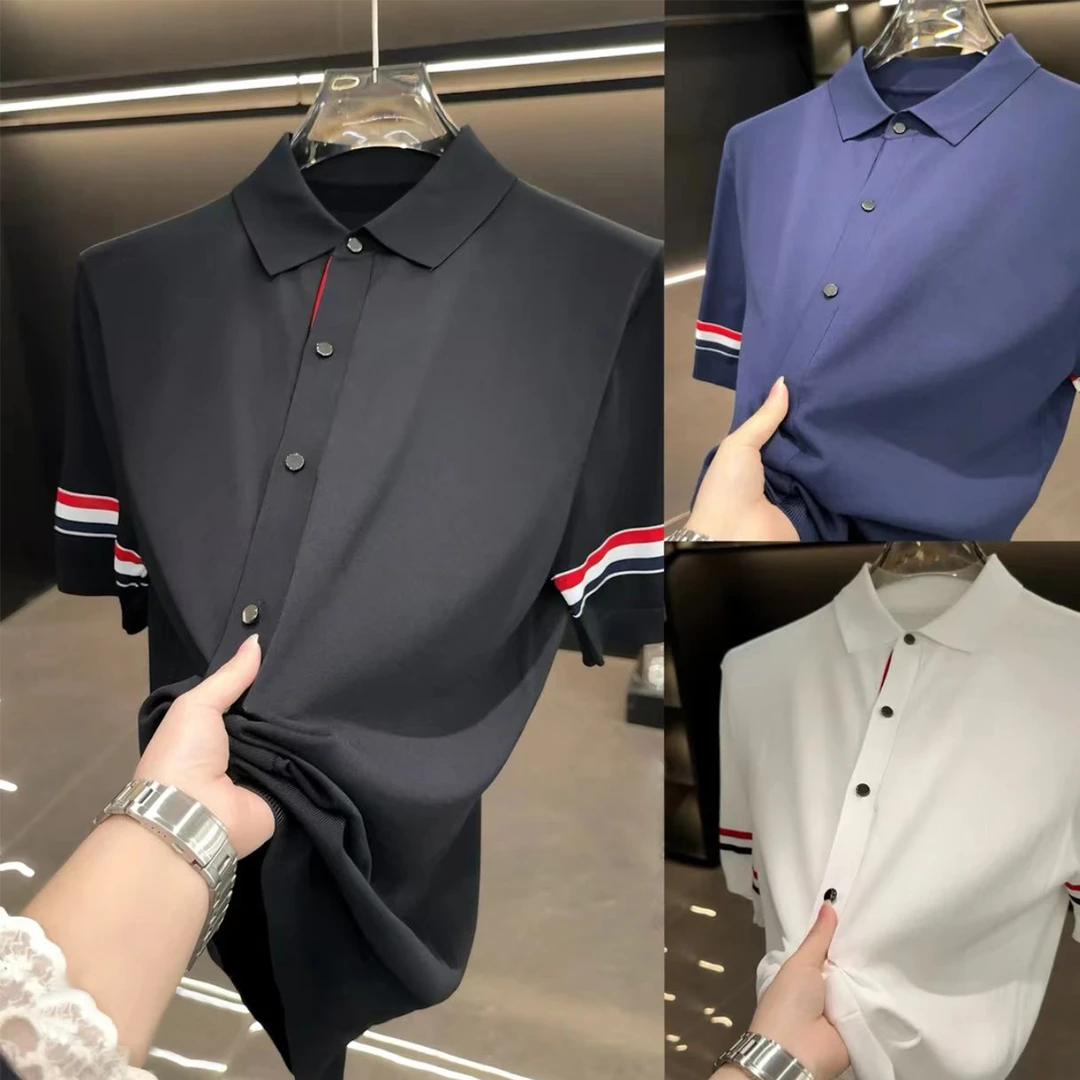 小佛爷 夏季新款轻奢简约针织Polo衫男士高品质商务休闲短袖上衣