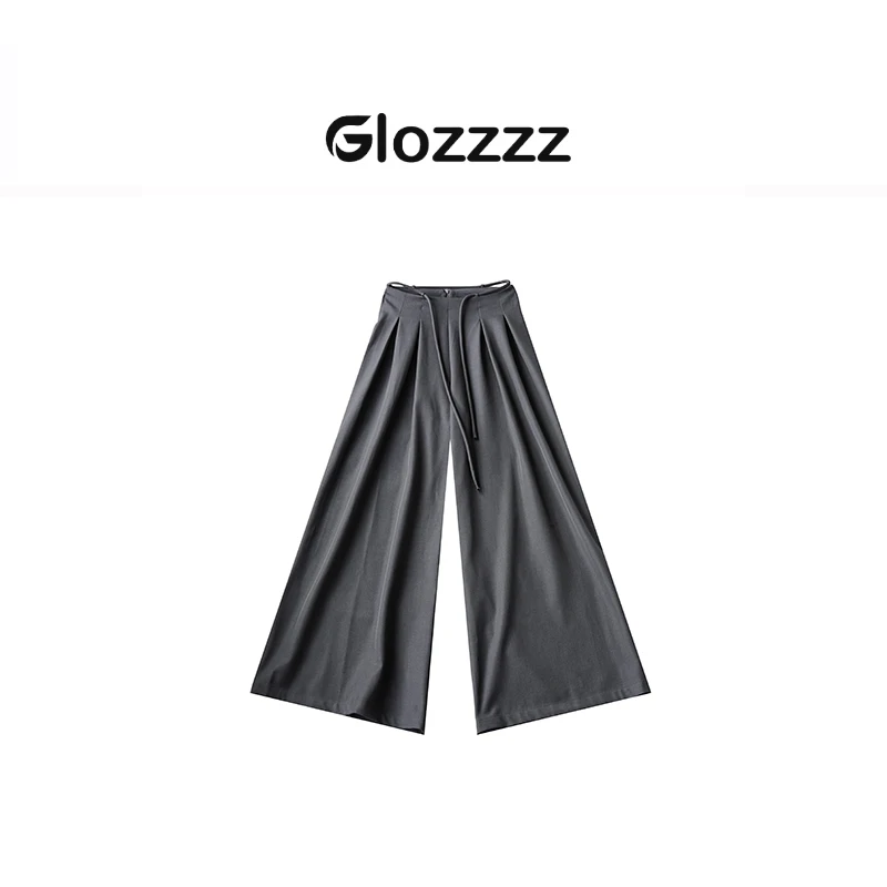 【Glozzzz】 抽绳款压褶西装裤梨型身材垂感阔腿显瘦拖地裤920-1