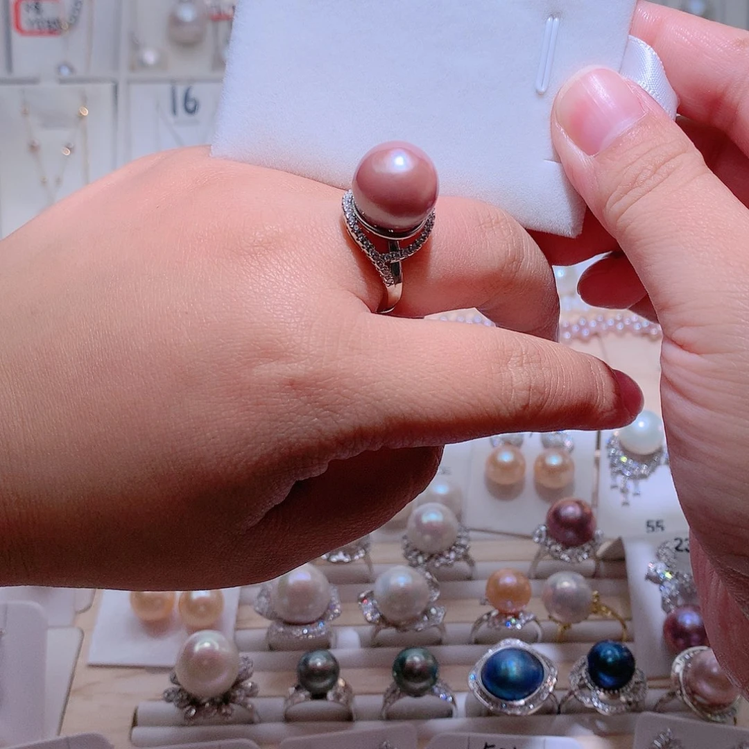 淡水珍珠戒指未镶嵌CC14.3mm