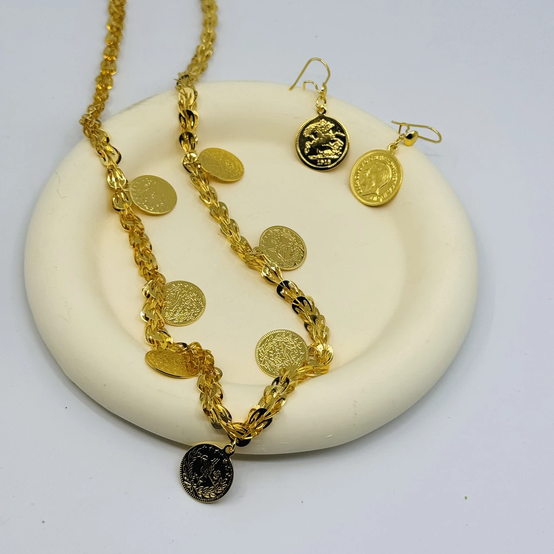 铜项链 TJ244 铜首饰 项链耳环两件套tilla yuruxluk