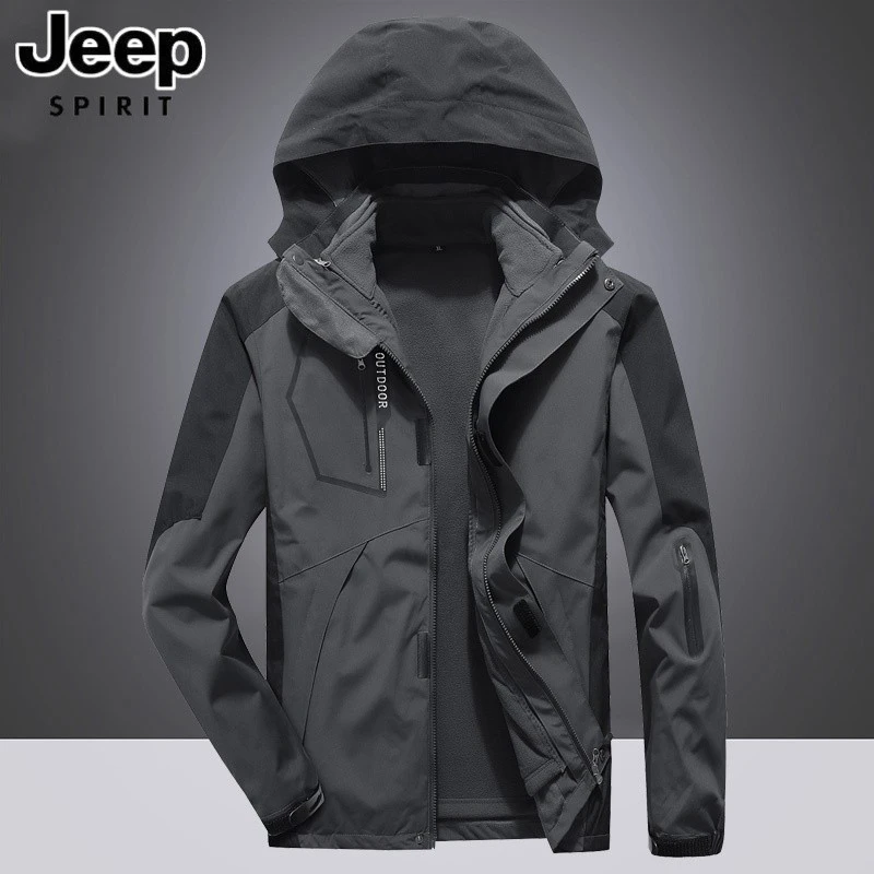 保暖冲锋衣男春季外套宽松防风三合一可拆卸户外潮流轻奢痞帅男装