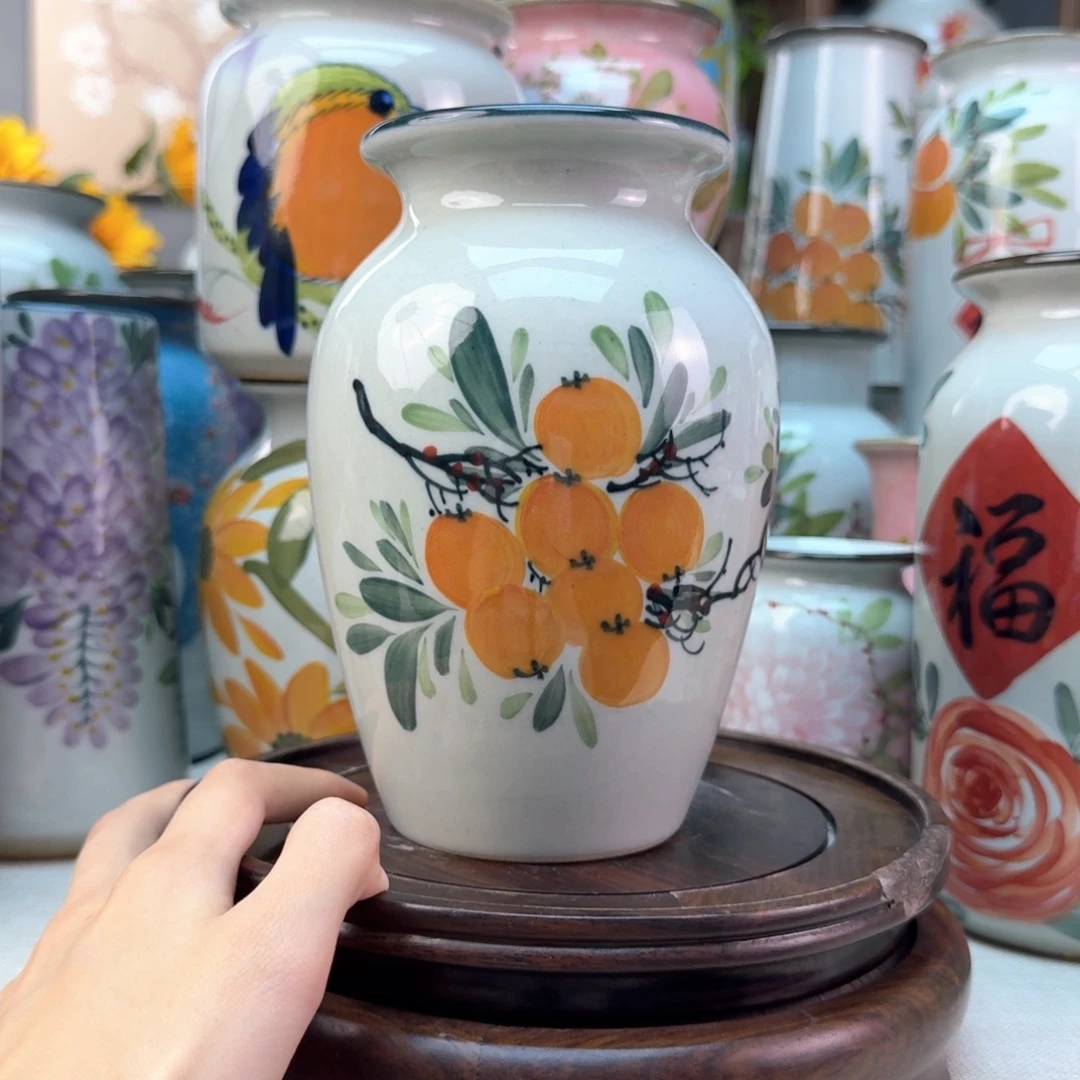 景德镇陶瓷手绘花瓶无孔