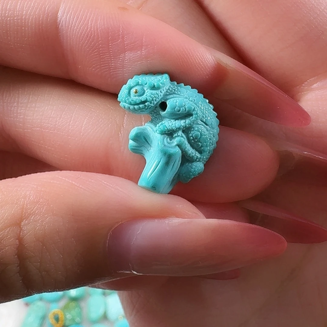 绿松石未镶嵌吊坠(不含链)蜥蜴