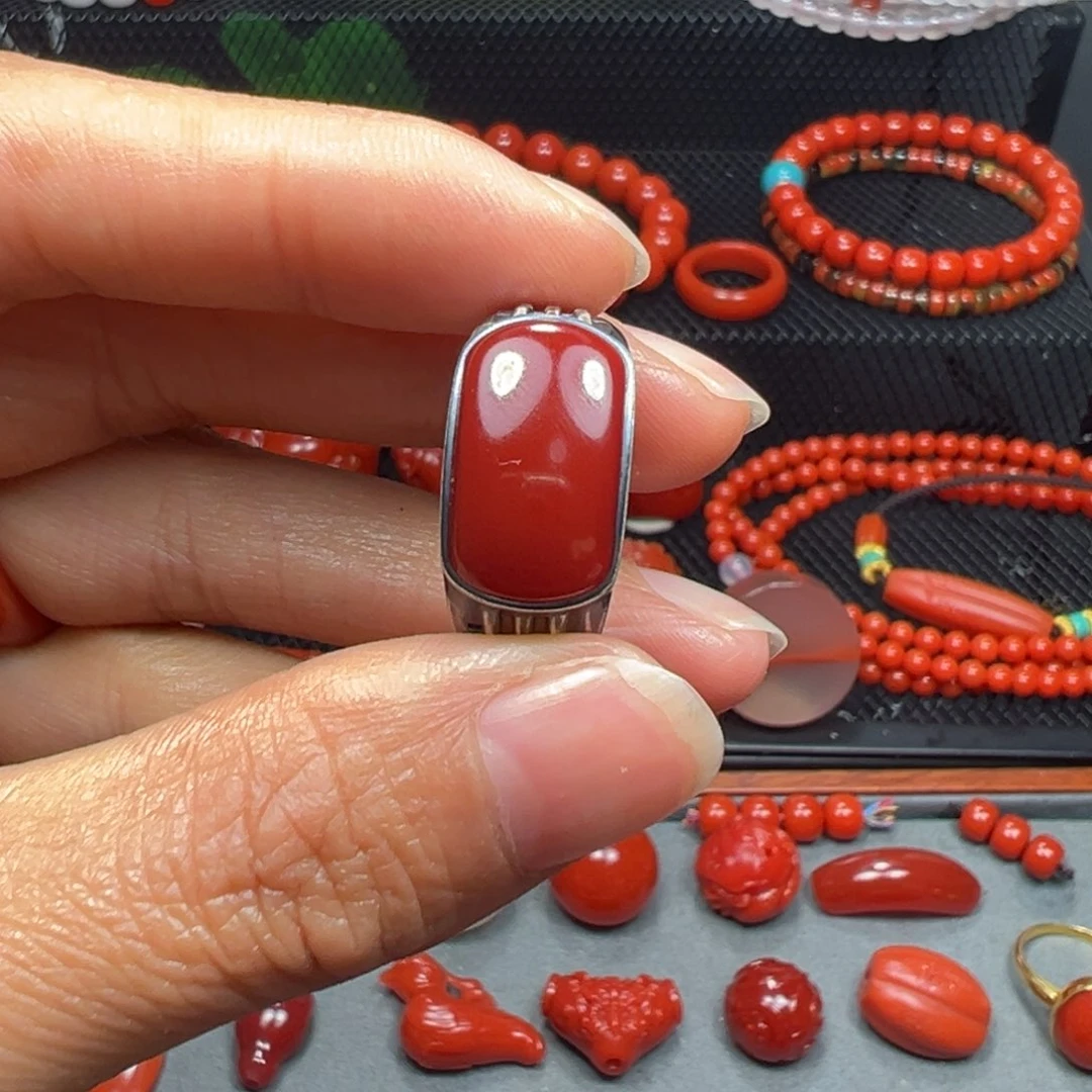 银S925镶嵌南红玛瑙珠宝奇石