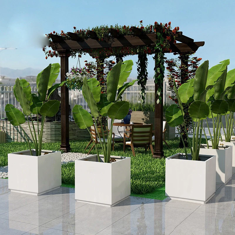 Divincenzo/迪温琴佐铁艺花盆隔断花槽组合户外不锈钢花箱售楼部