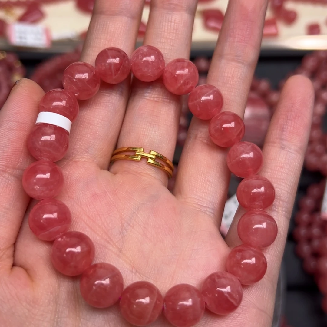 菱锰矿（红纹石）未镶嵌手绳