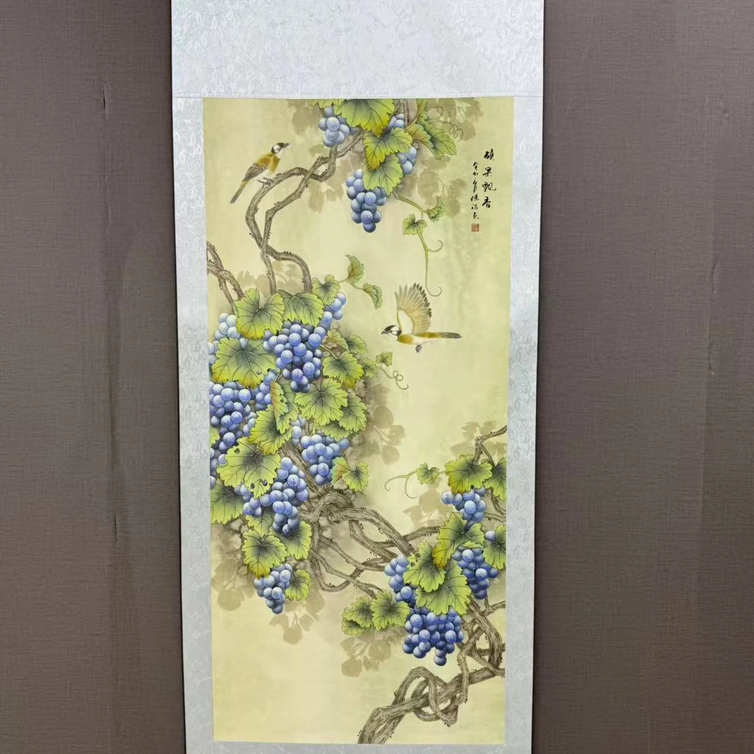 包邮《硕果飘香》中堂玄关画走廊画办公装饰画卷画芯软轴装裱1