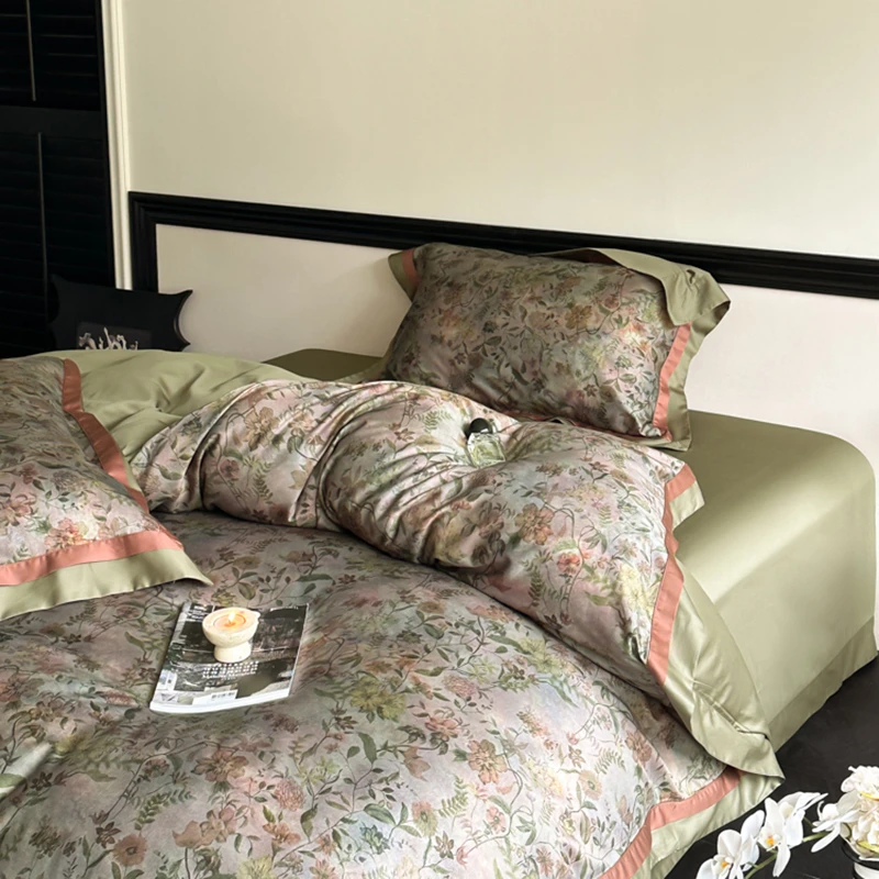 （馨月绿）澳棉长绒棉全棉100纯棉床品磨毛四件套欧式单件床单被子