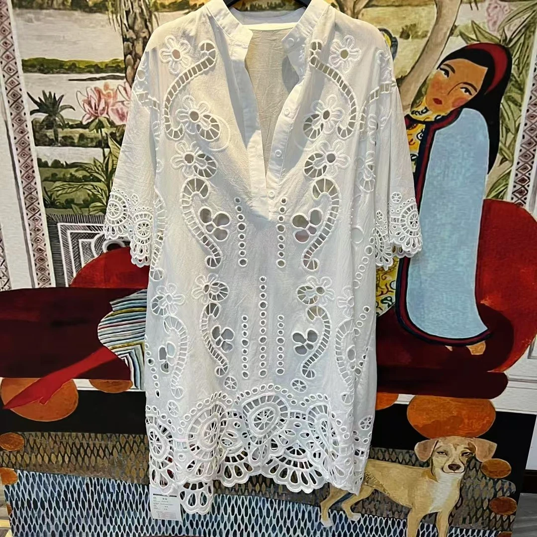 【大G精选】“奢品墨香”经典镂空腰果花佩斯利长款衬衫