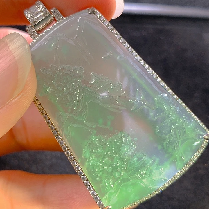 翡翠银S925镶嵌颈饰