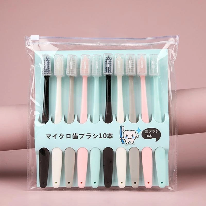 软毛牙刷袋装马卡龙色家庭装情侣男士软毛成人家用组合装