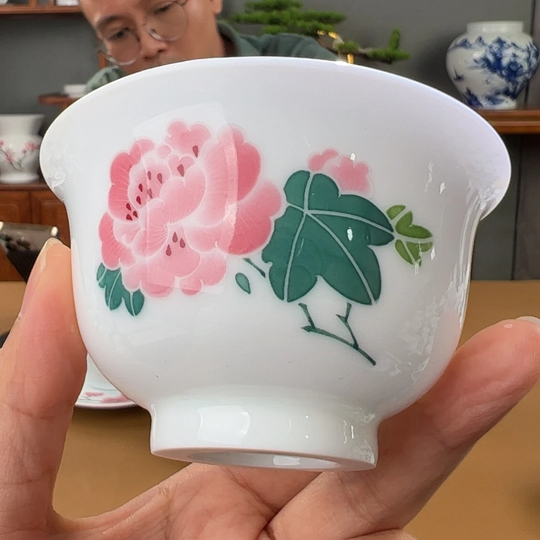 玉泥 红芙蓉压手杯