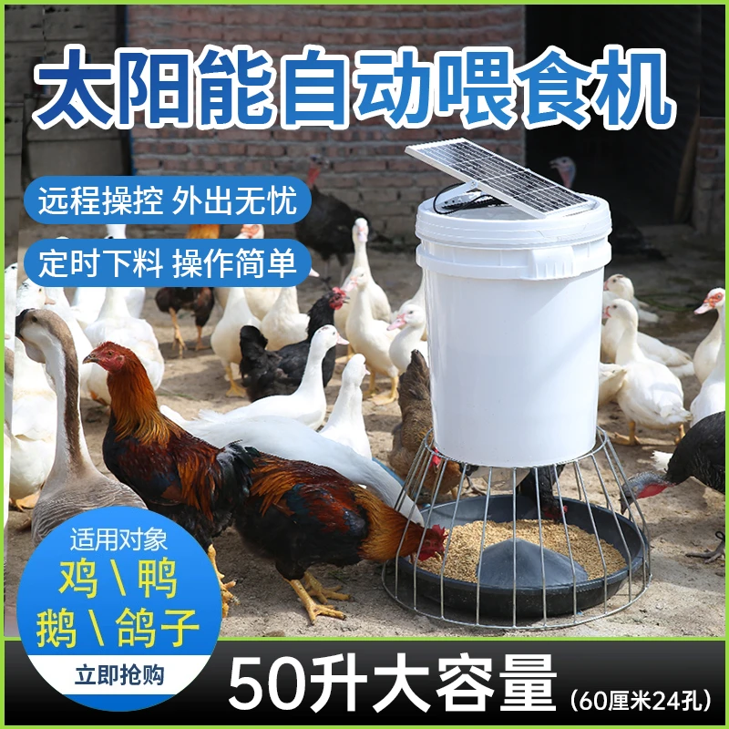 太阳能饲料定时定量鸡鸭鹅鸽子各种家禽自动喂食器
