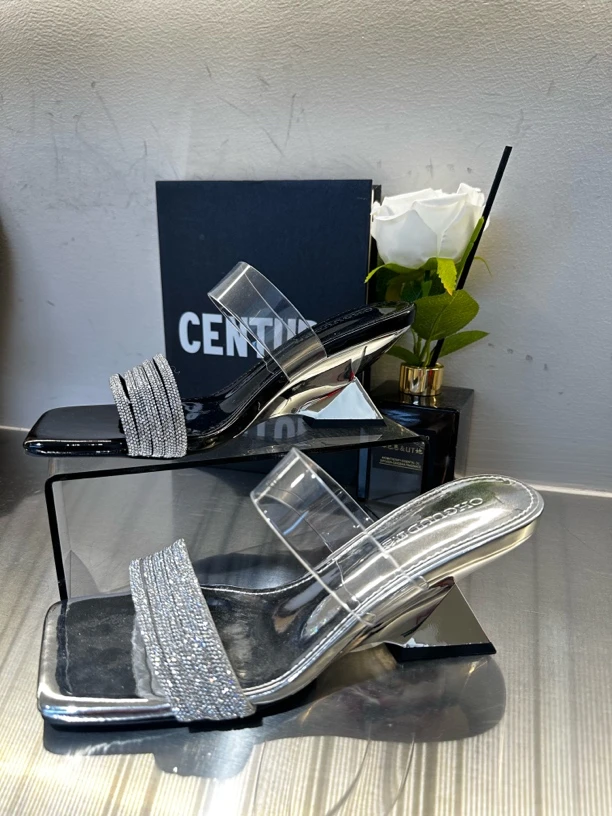 73-18时尚单鞋凉拖高跟带钻凉拖2025新款夏款