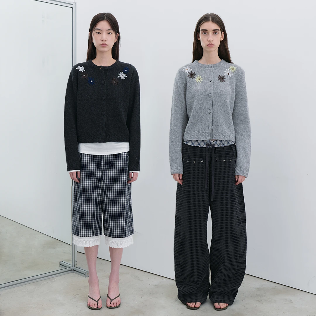 sagestudio两色短款手缝镂空挑洞花绵羊毛圆领毛衣女开衫针织外套