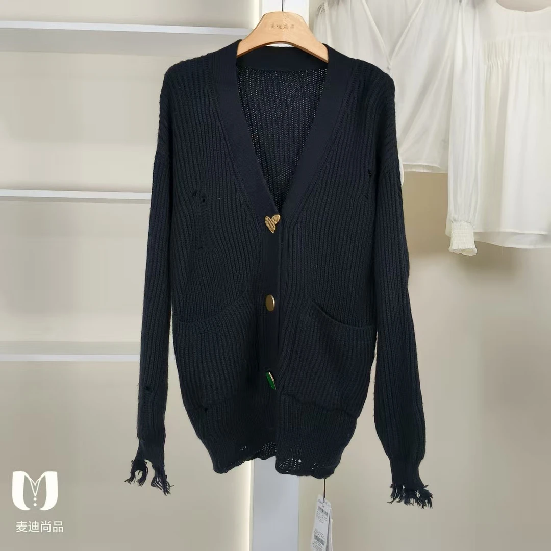 麦迪尚品【奥】50722294 秋季时尚慵懒宽松针织开衫品牌撤柜女装