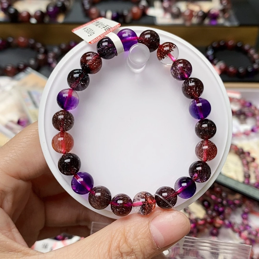 未镶嵌手链水晶j729黑加仑超七8+