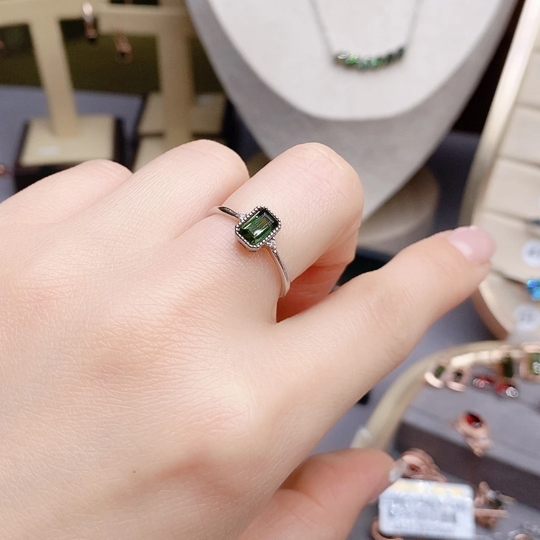 碧玺戒指银S925镶嵌戒指