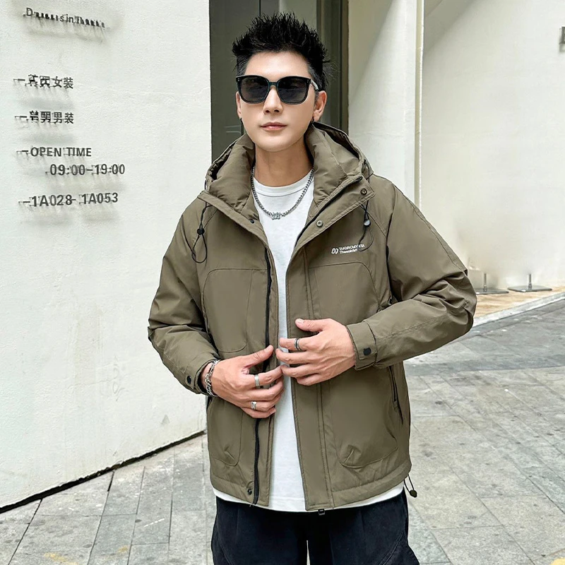 冬季滑雪保暖男士短款连帽百搭时尚休闲潮流帅气棉外套68015