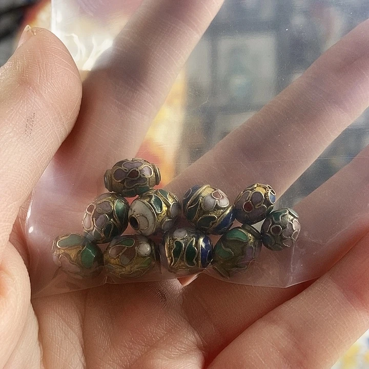 不***窝铜景泰蓝珠子8颗老