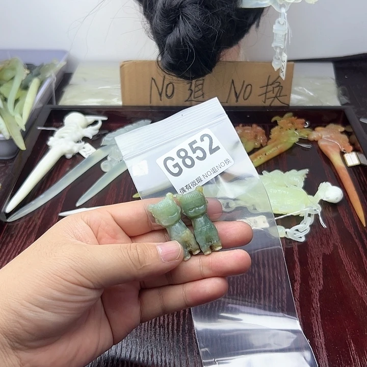 蛇纹石玉发饰合金冰****心