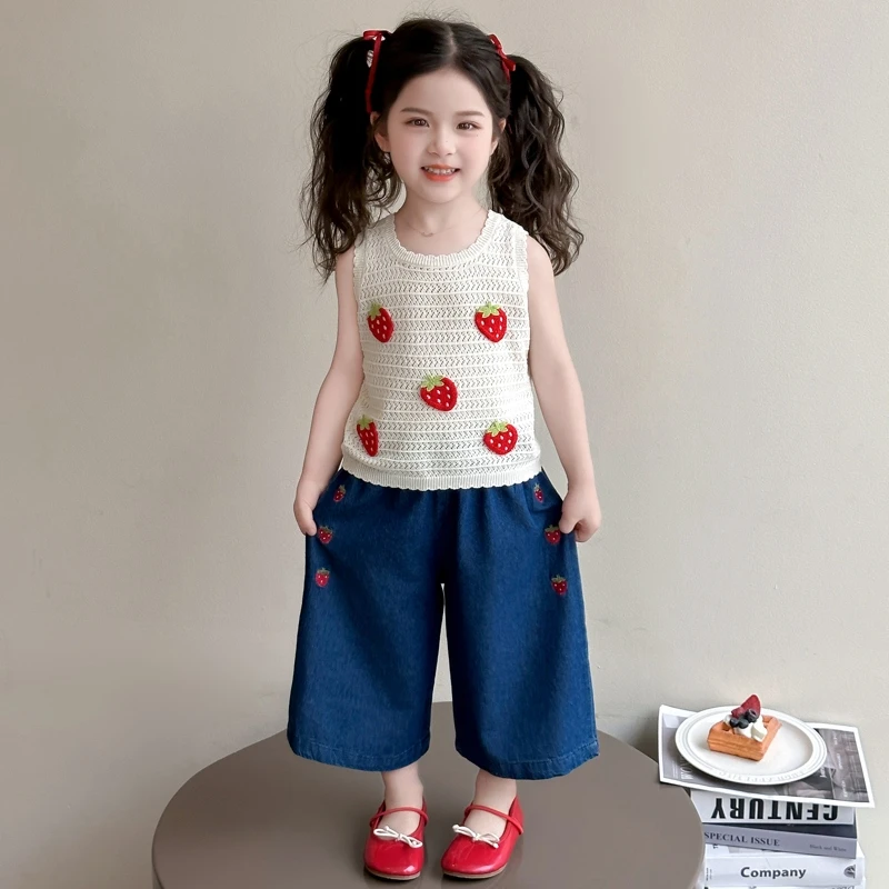 女童夏套装2025新款女宝宝背心牛仔裤两件套女孩休闲衣服儿童夏装