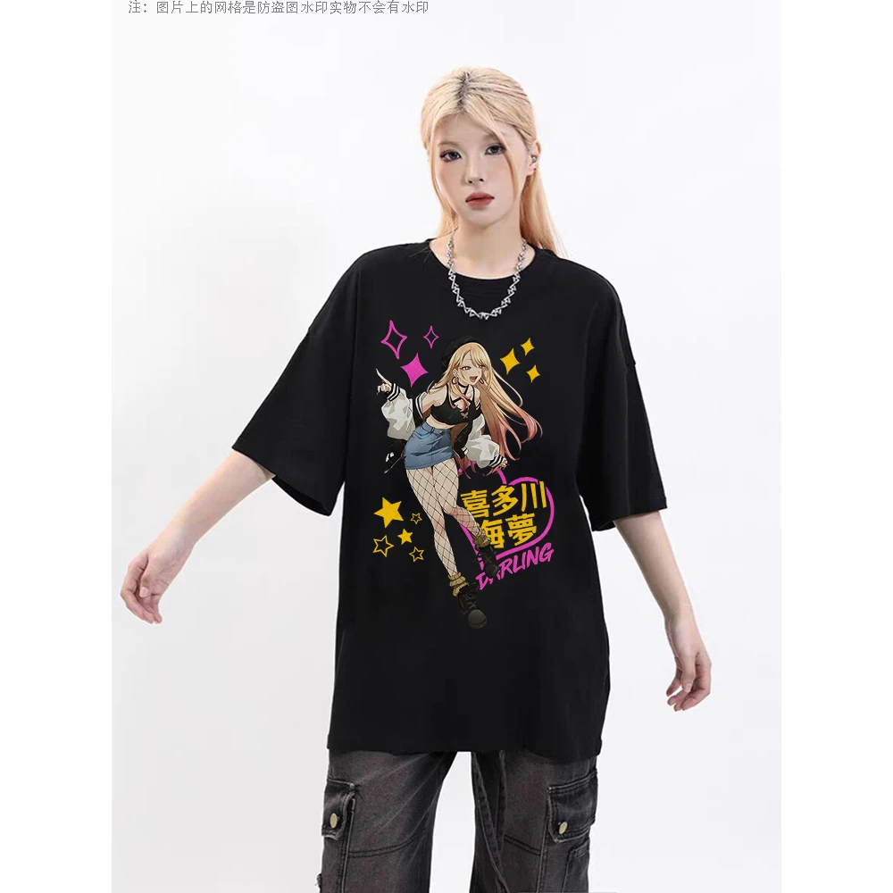 GXQ喜多川海梦男女情侣二次元印花美式街头上衣