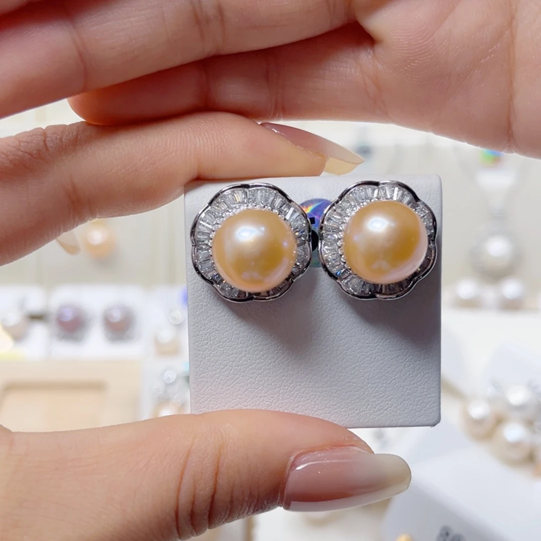 耳饰淡水珍珠银S925镶嵌