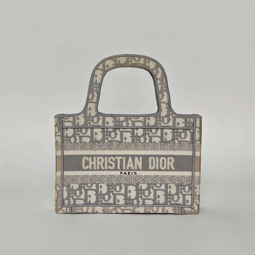 95新 DIOR/迪奥 【娇】Book Tote 迷你 21.5 灰色帆布2022 313997