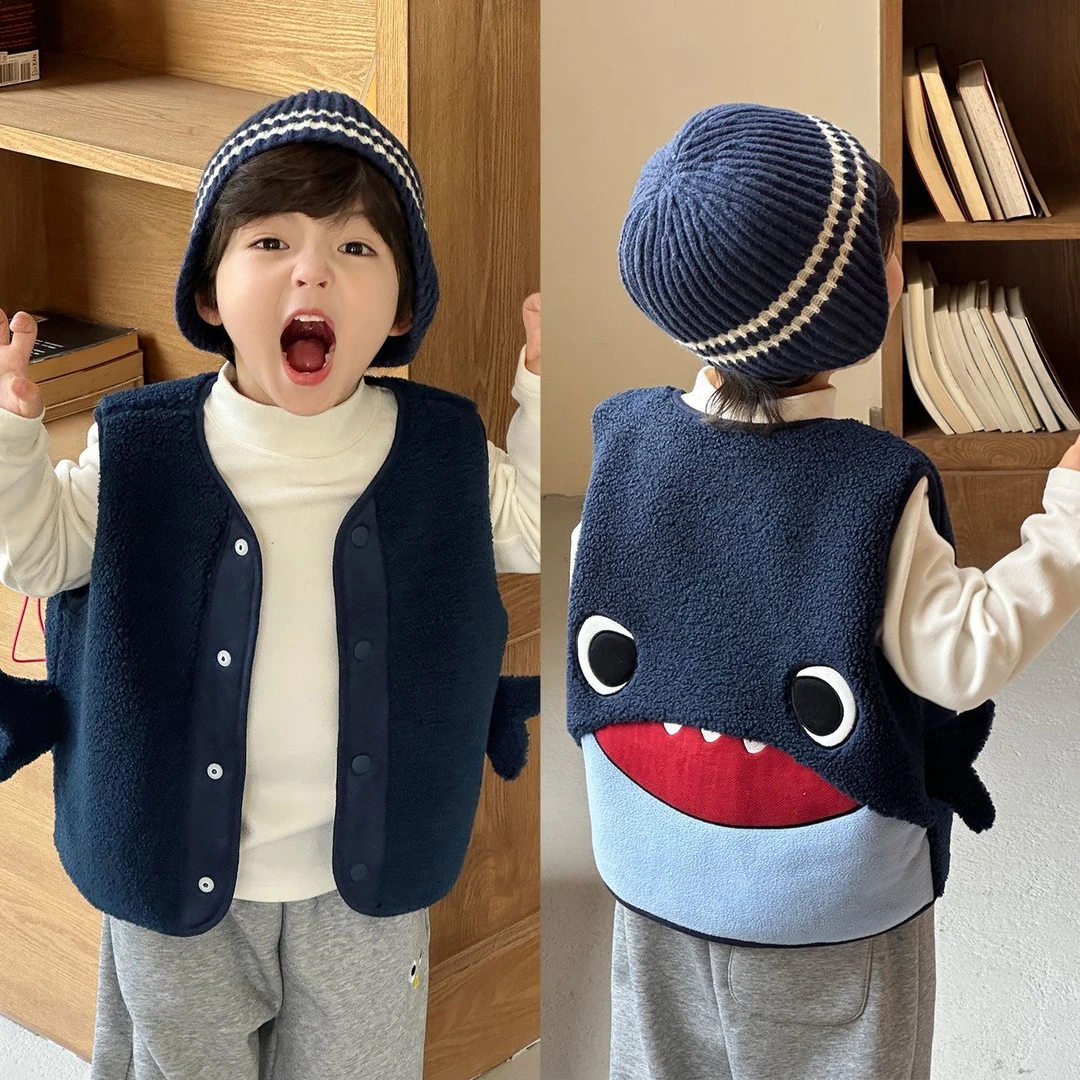 男童马甲秋冬儿童背心外穿2025新款男孩上衣男孩春秋保暖坎肩卡通