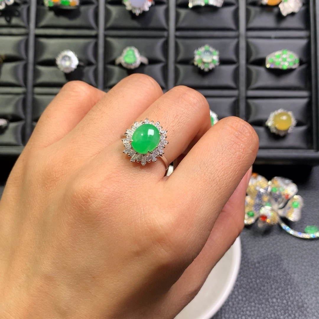 林****翡翠银S925镶嵌戒指