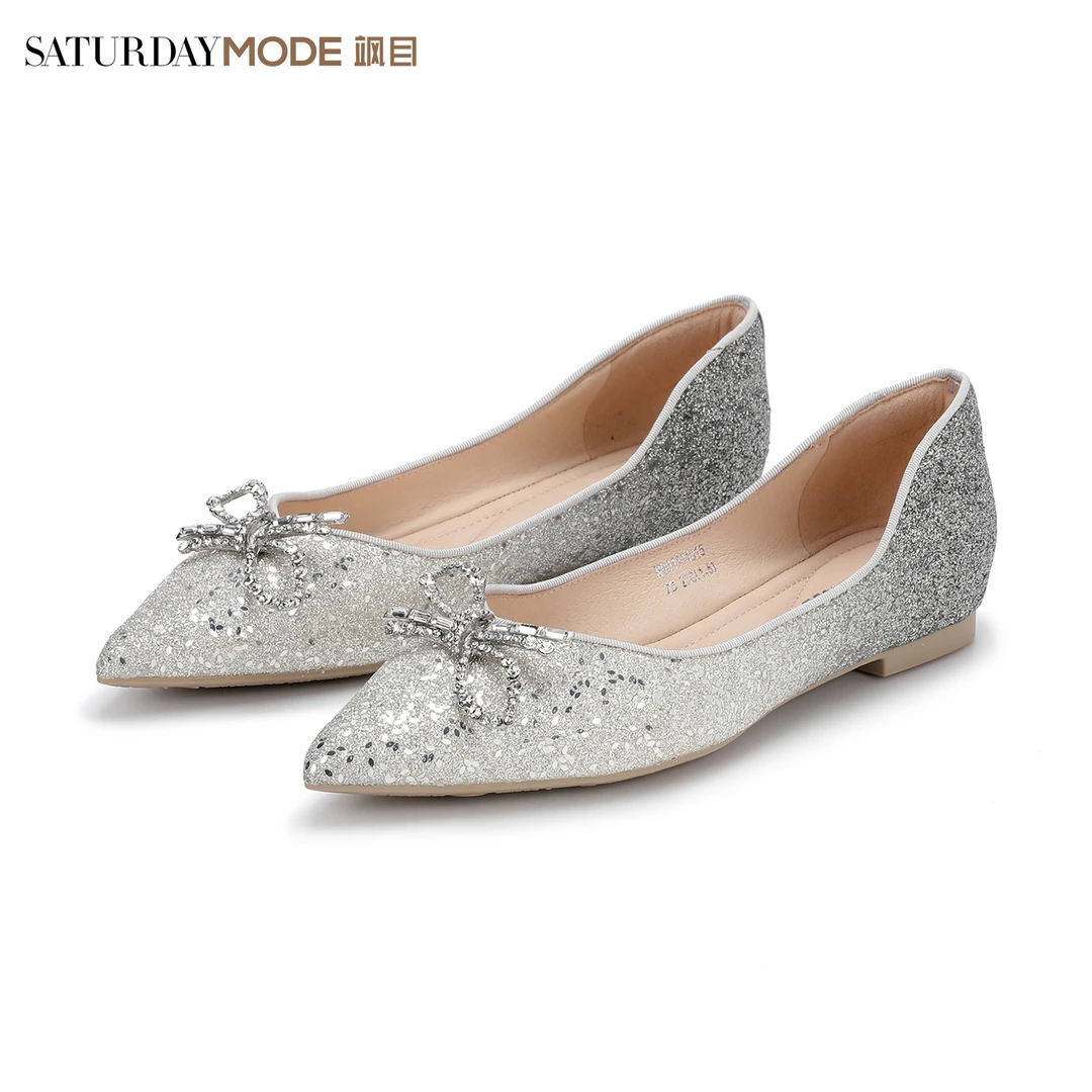 SATURDAYMODE水钻蝴蝶结单鞋女春季浅口鞋MDD1111015