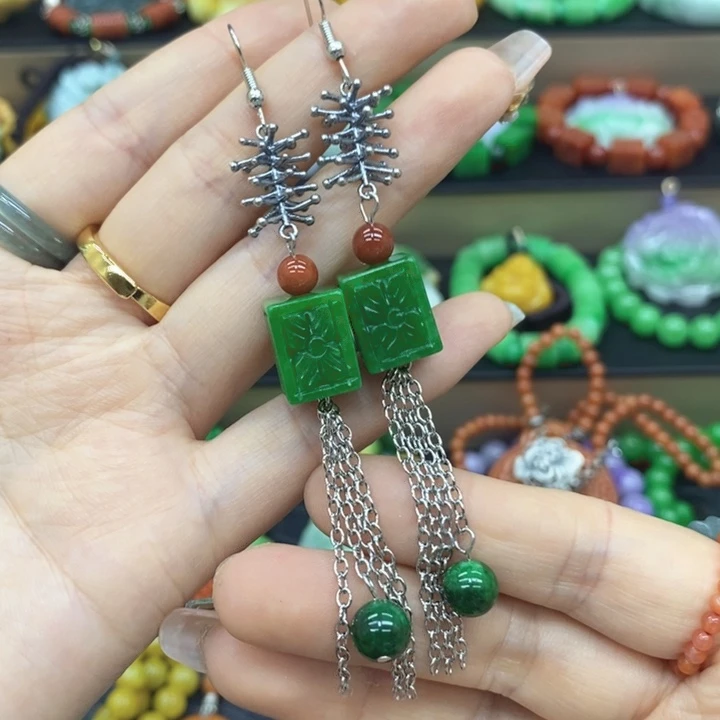 翡翠未镶嵌耳饰耳坠23