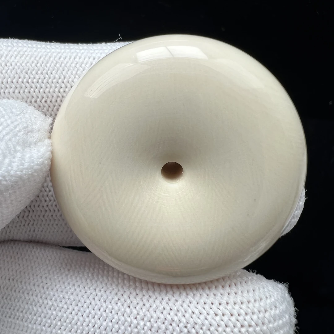 S4620天然猛犸牙平安扣35.5*14.4mm支持鉴定 假一罚四