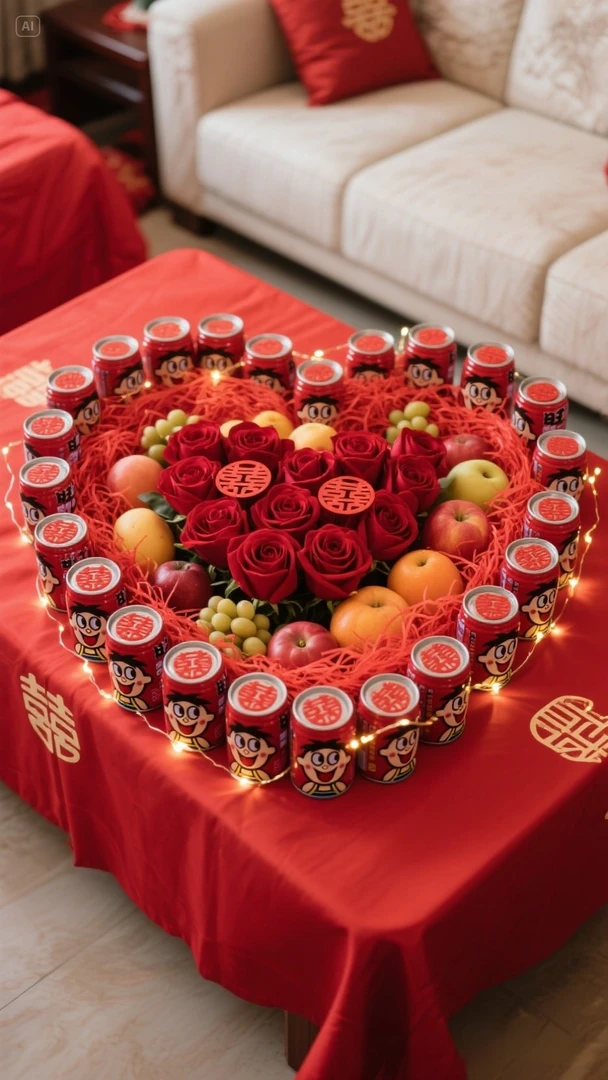 婚房布置装饰订婚结婚客厅喜字摆件男方房间场景套装婚庆用品大全