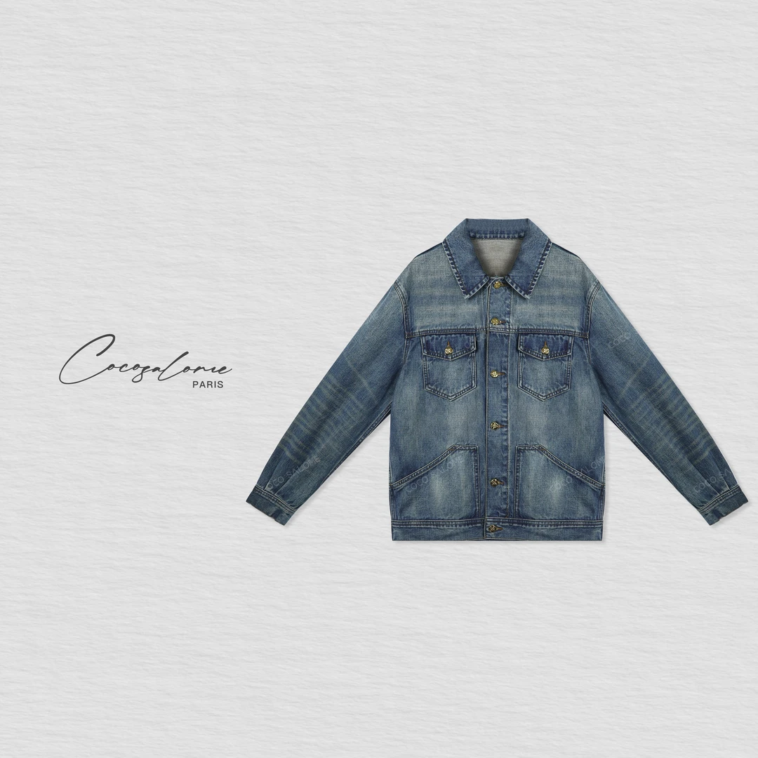 韩彬彬"猫须牛仔"2025春季女装新款猫须马溜工艺牛仔外套1011-10