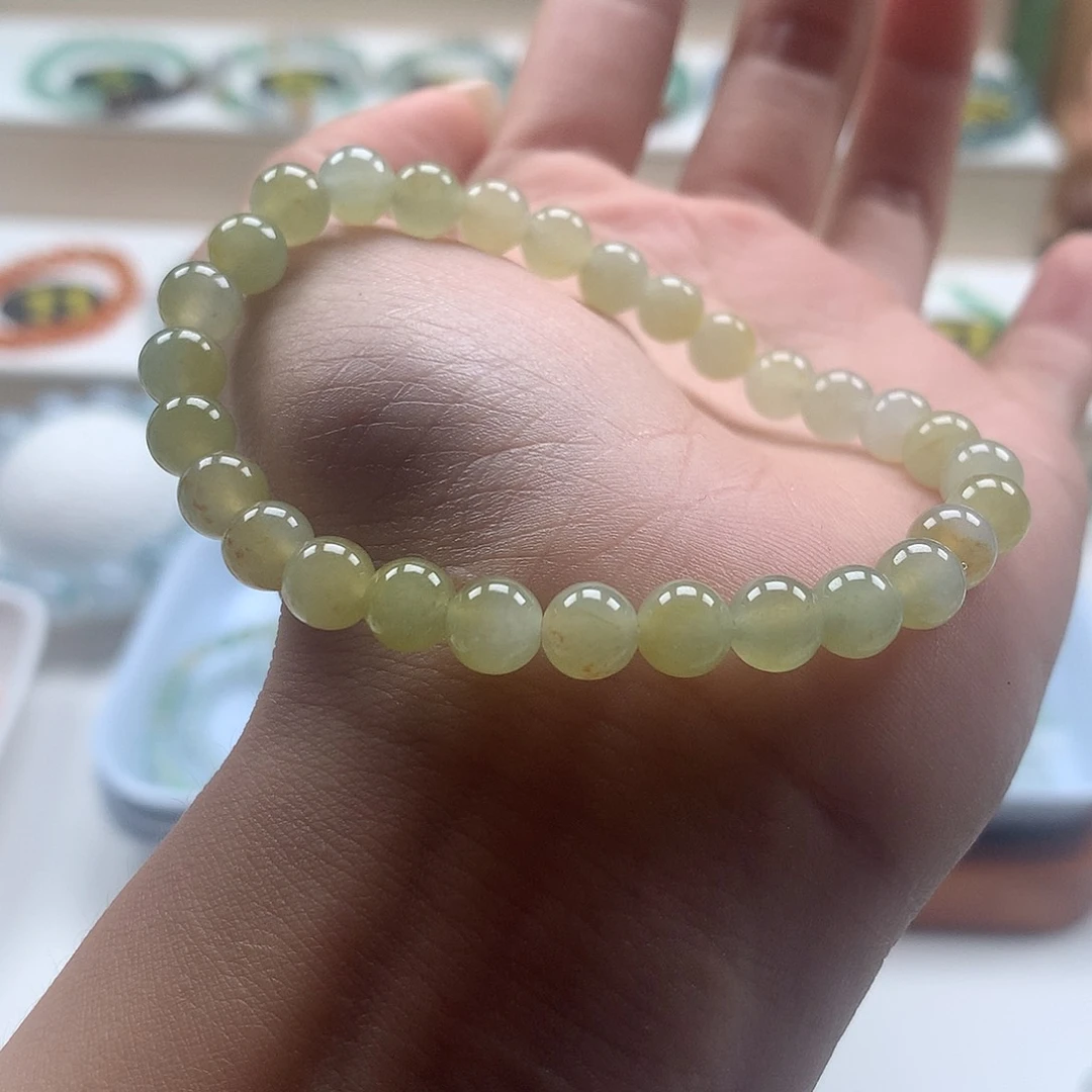 翡翠未镶嵌手串圆珠秋香色26