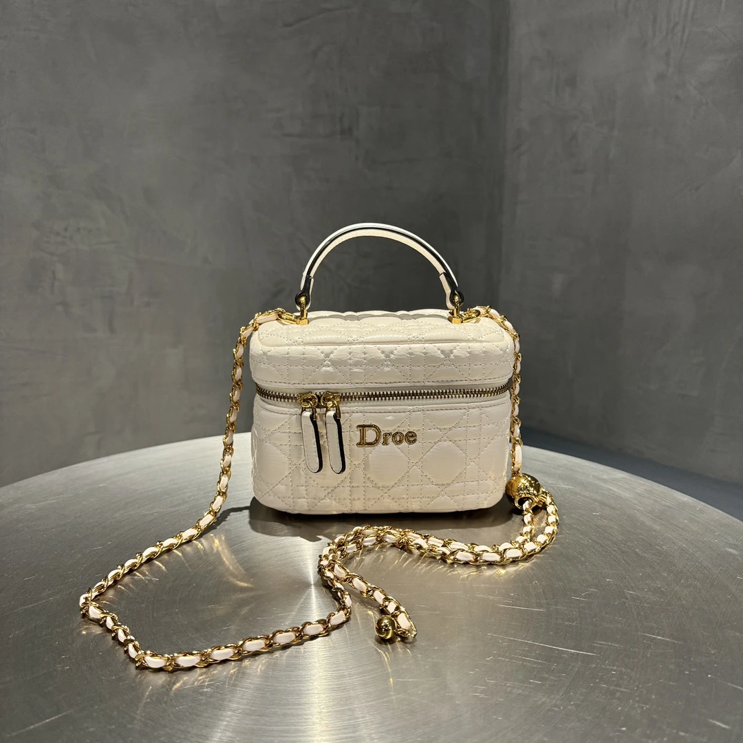 小香风真皮盒子包女士手提包2025新款菱格链条包时尚单肩斜挎包包