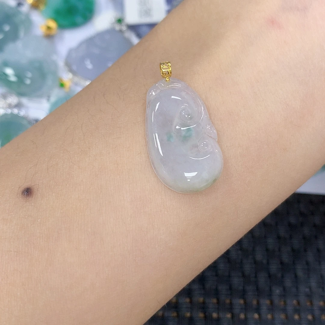 翡翠18K金镶嵌颈饰天然翡翠a货 百元以上9米证书费自理