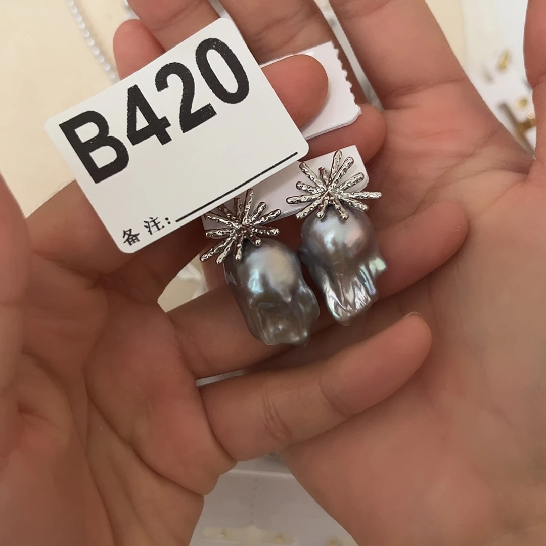 合金淡水珍珠耳饰