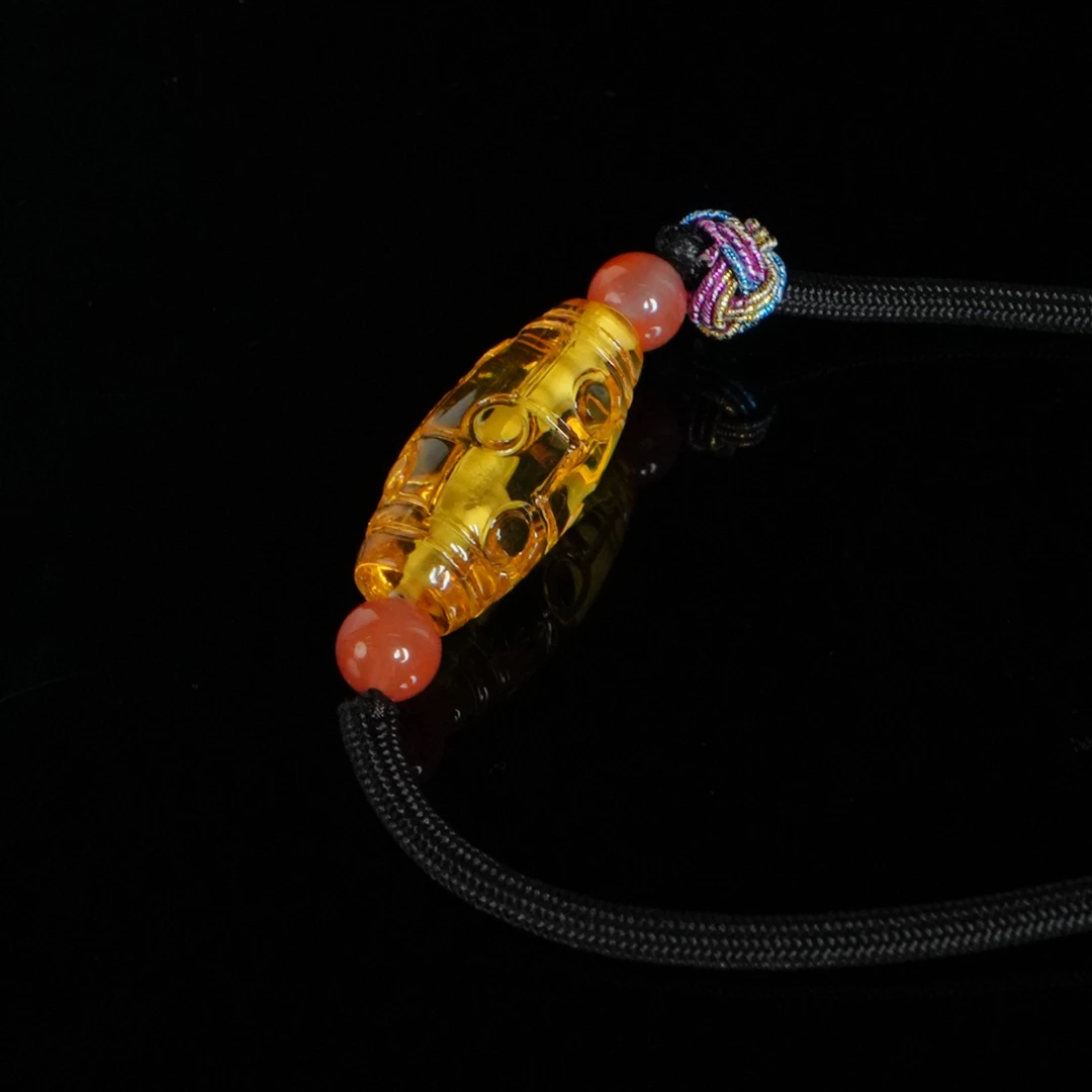 DY-M3369 净水金珀回纹长珠锁骨链 1.61g