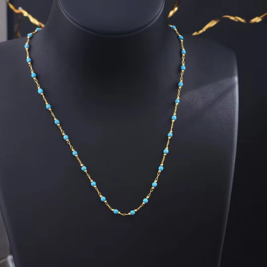 铜合金项链 《货号7646》7709蓝色新潮项链（链长：40+5cm）