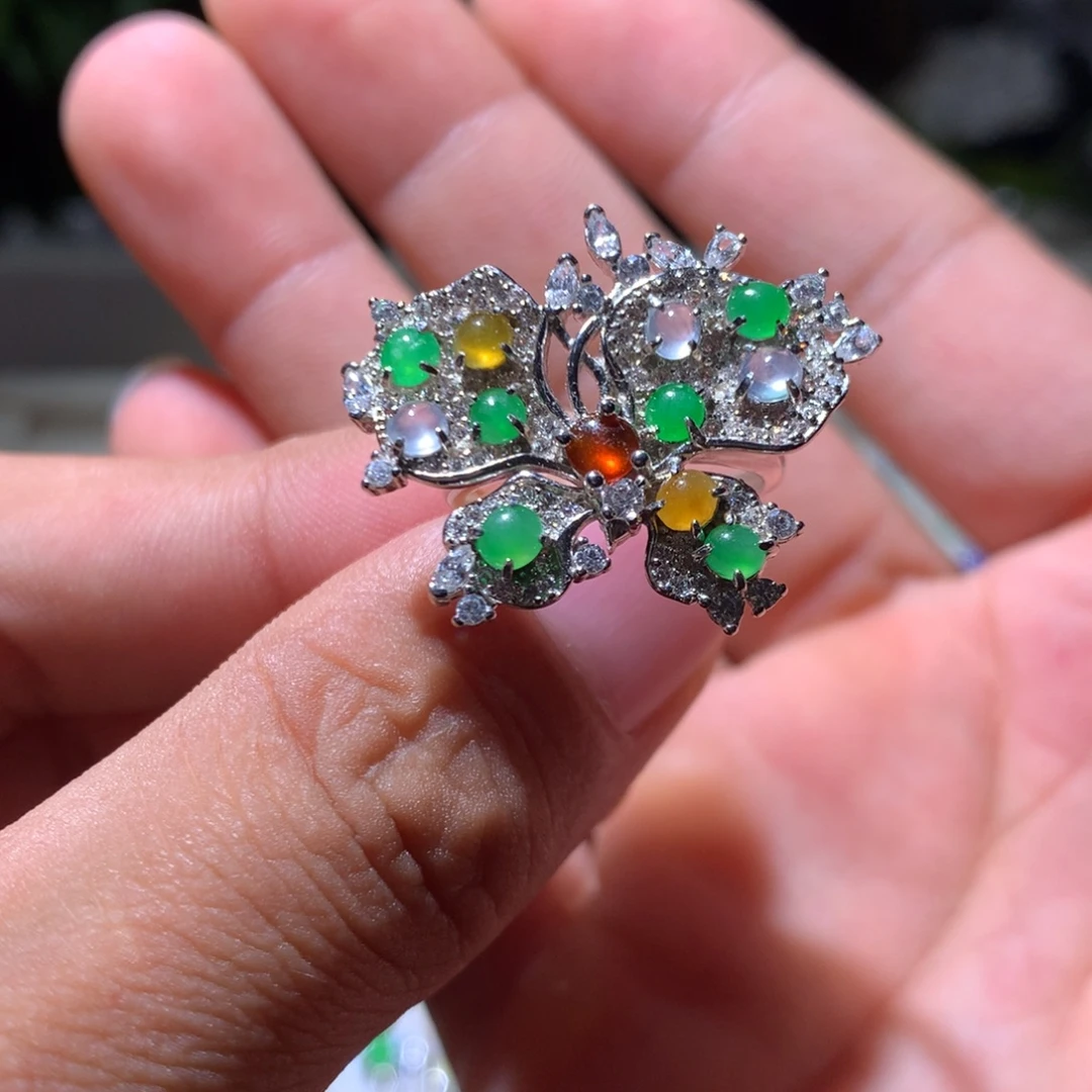 银S925镶嵌翡翠耳饰57