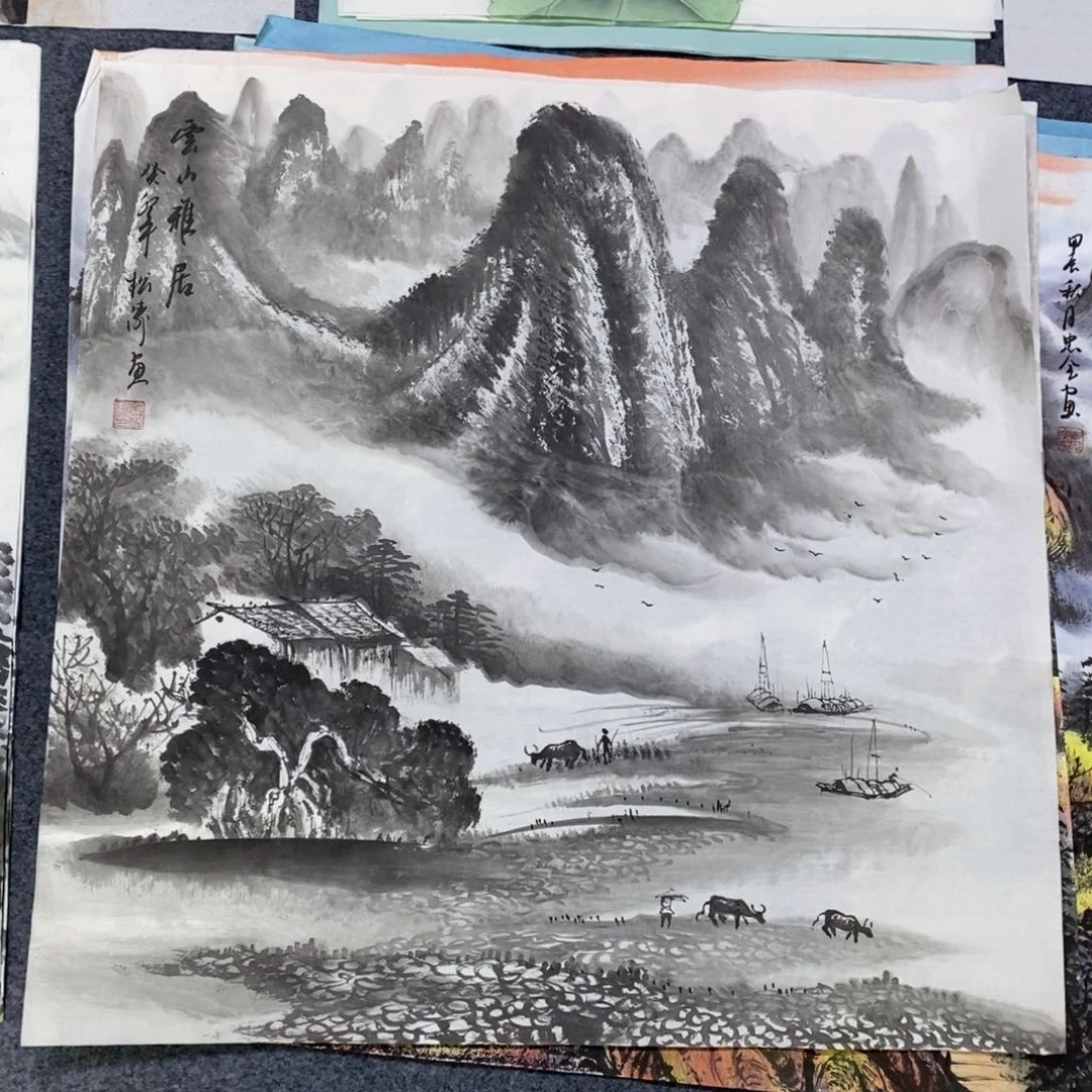 国画尺寸68✖️68写意斗方手绘画