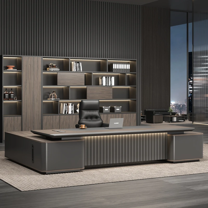 老板桌办公桌轻奢高级感总裁办公室桌椅组合简约现代大班台主管桌