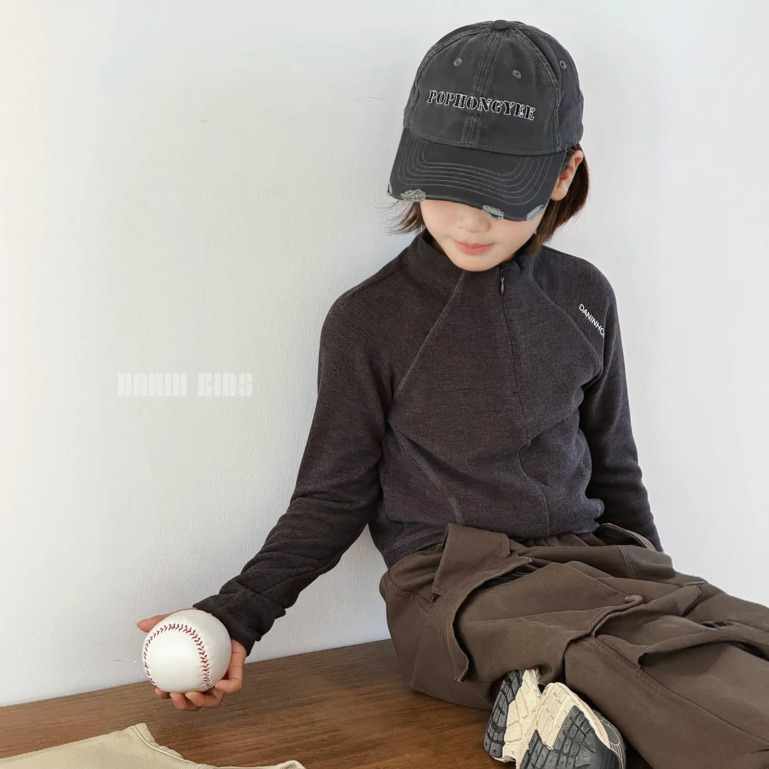 嗒囜【轻复古★运动通杀款】半拉链慵懒/利落 短款德绒儿童长袖上衣