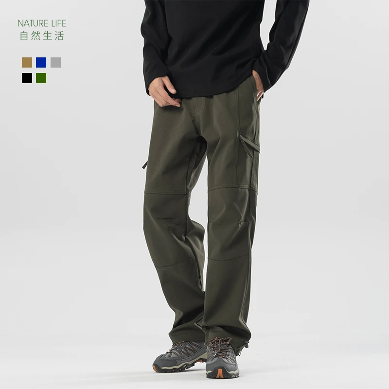 春秋厚款休闲工装裤宽松直筒户外微防水机能伞兵裤多口袋冲锋裤子