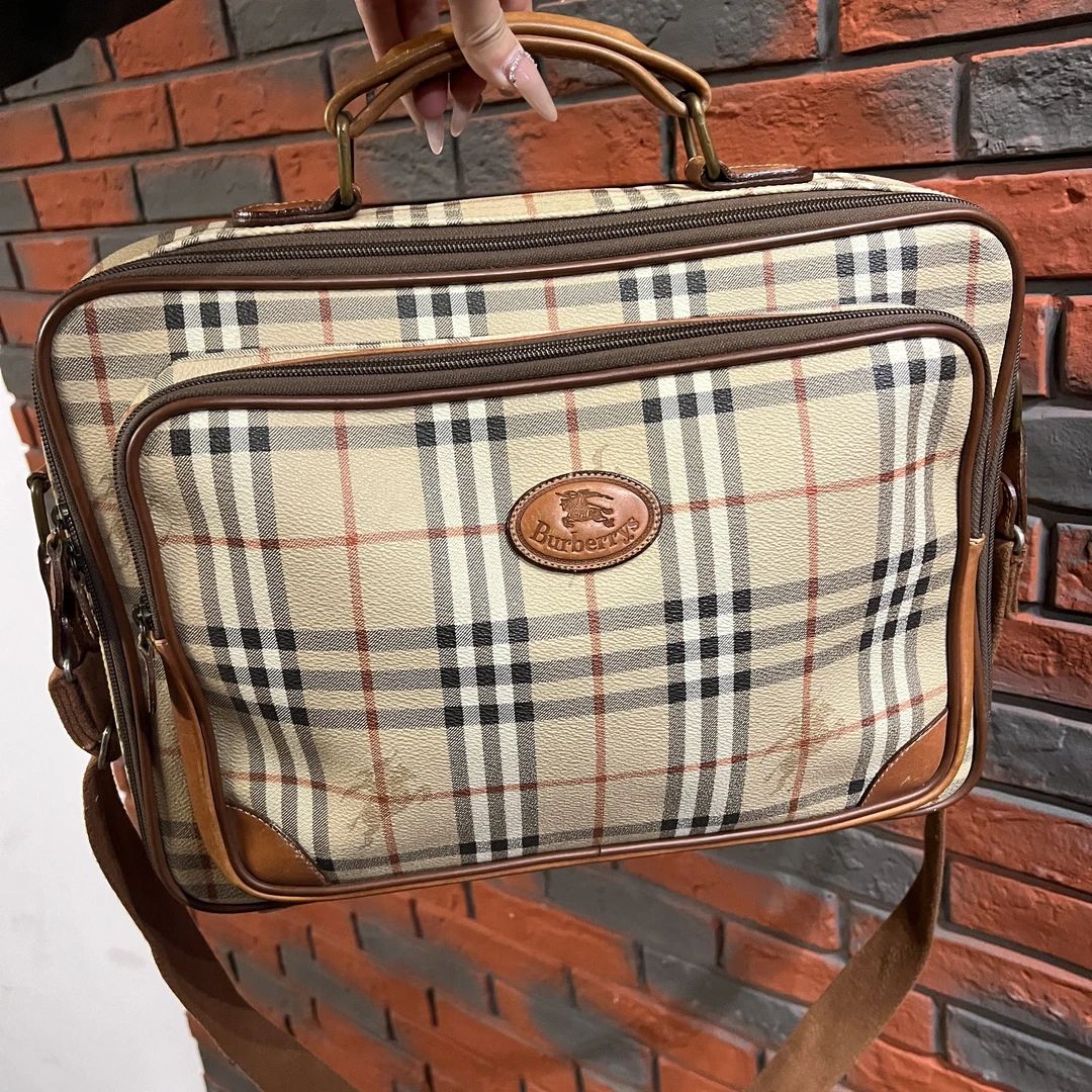 95新 BURBERRY/博柏利 经典 战马格纹 手提 单肩 斜款包