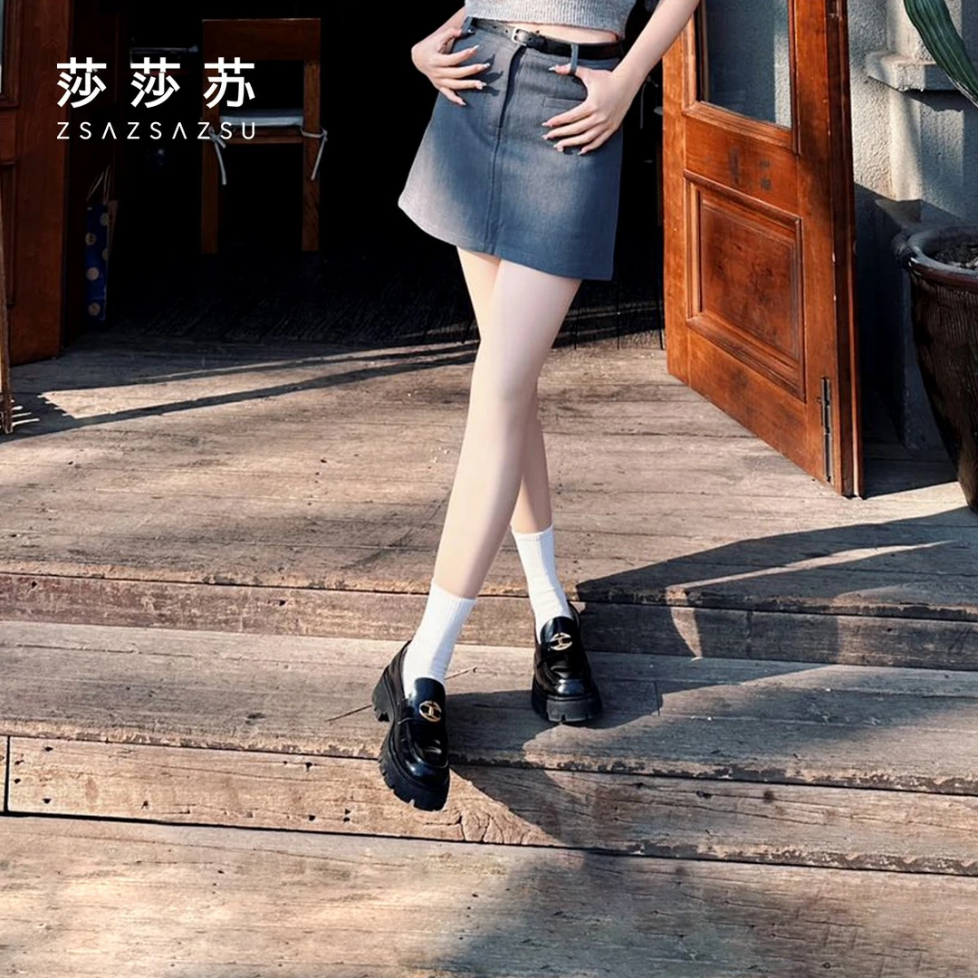 莎莎苏年春季新款休闲通勤厚底英伦风舒适深口乐福鞋女ZA54189-40