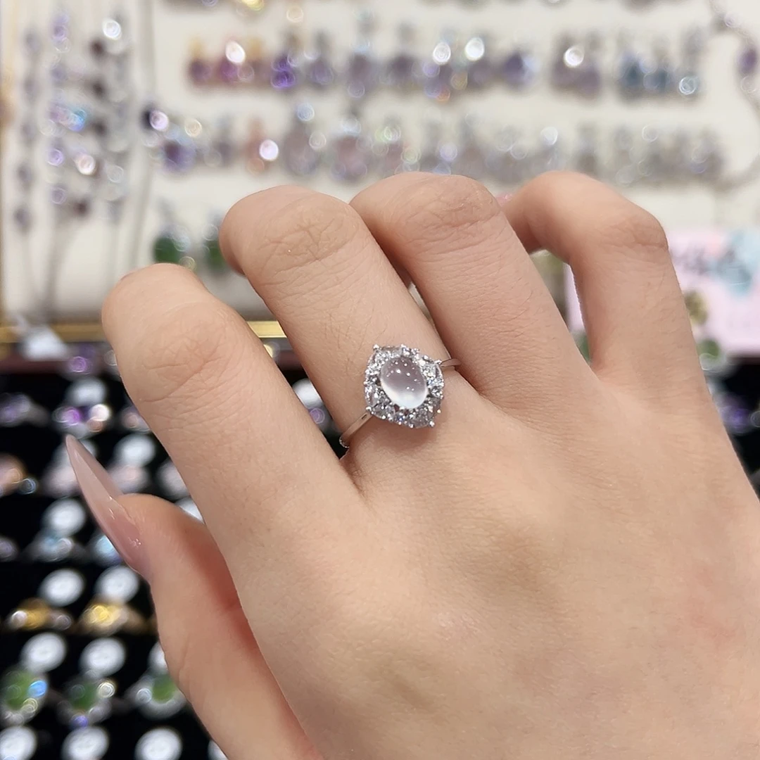 岫玉银S925镶嵌戒指